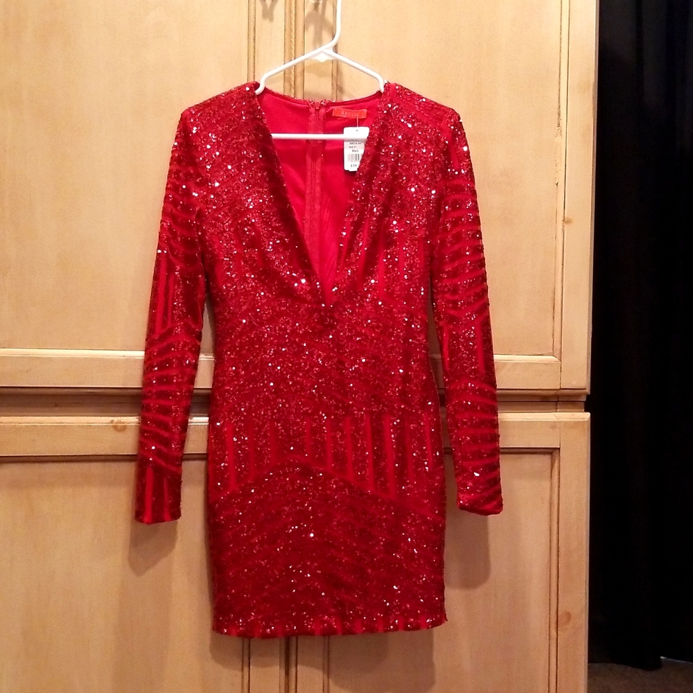NWOT Banjul Red Sequin Cocktail Dress (Medium)